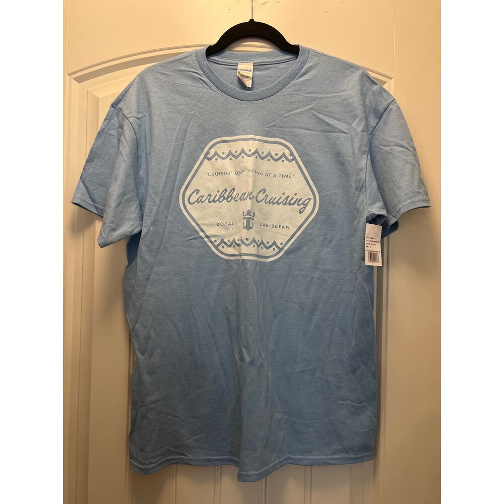 NWT Gildan Women’s Royal‎ Caribbean Crew Neck Casual Graphic Tee Shirt Sz M Blue